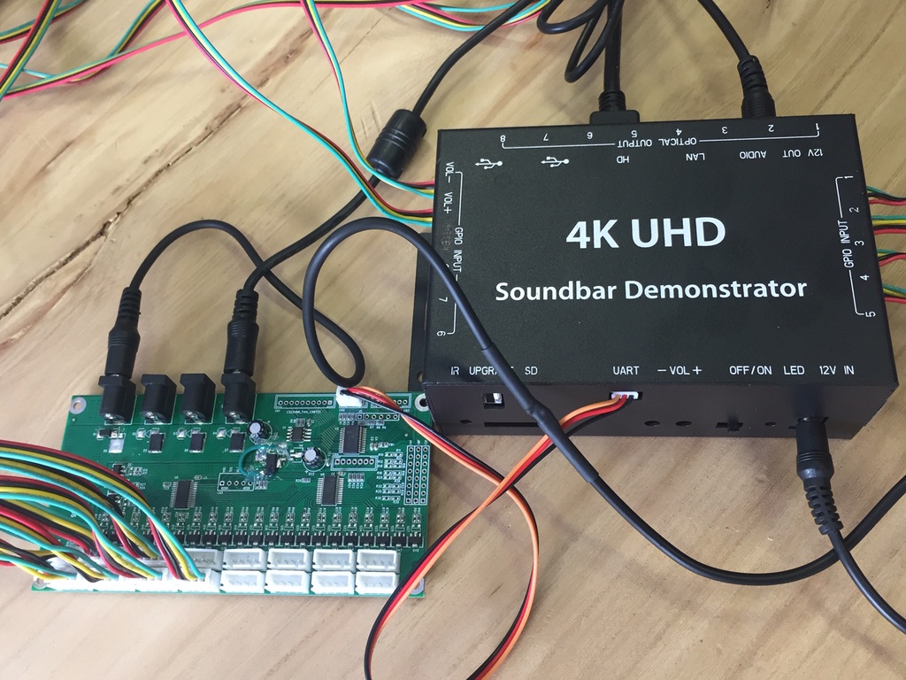 4K SoudBar Demonstrator - MultiFunctions Android Audio&amp;VideoMediaplayer - 8x Digital Output + optional LED strips 