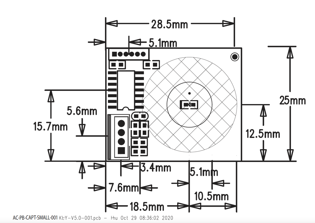 Capacitive TouchButton with External Cable - Small - 28.5x25mm