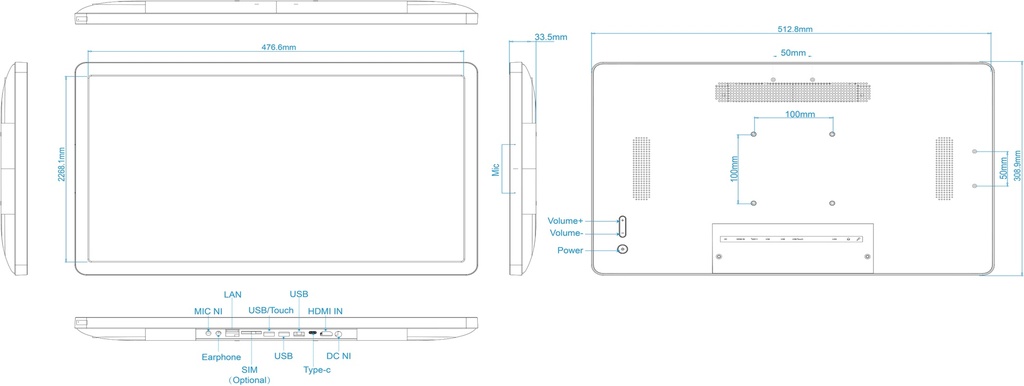 21,5inch Android Display Touch - Ultra Narrow Bezel