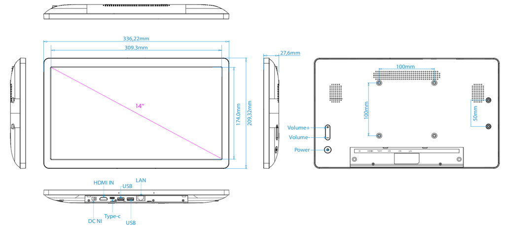 14inch Android Display - Touchscreen - RK3576S - NoCam