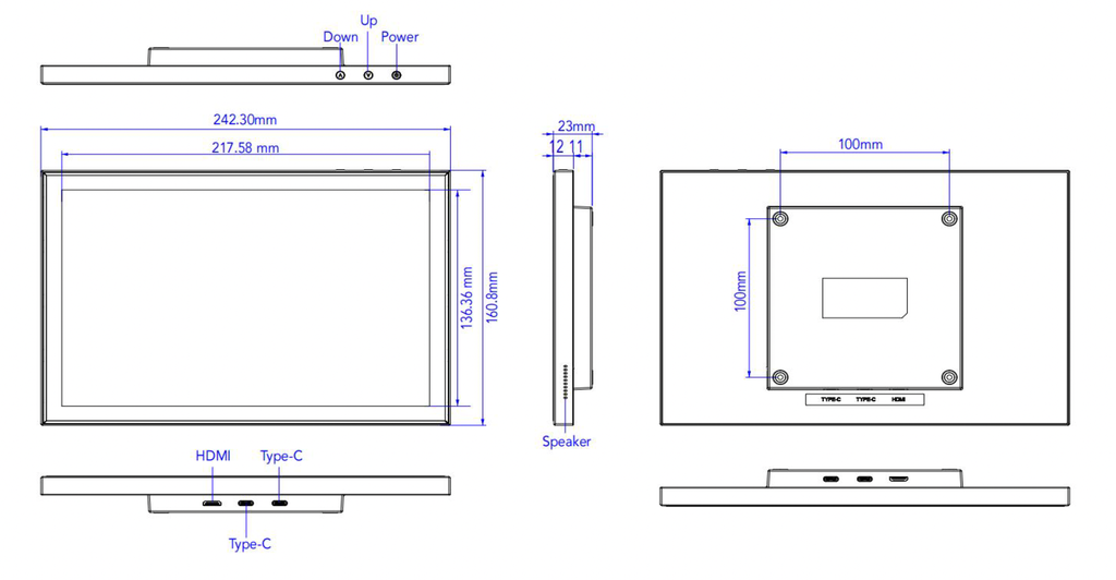 10inch Touch Monitor - Thin - HDMI IN - 400/600nit 