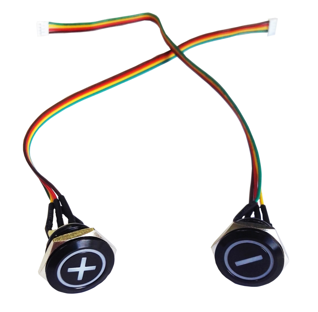 Black Steel Pushbutton with Lightring - with External Cable - 19mmØ Thread