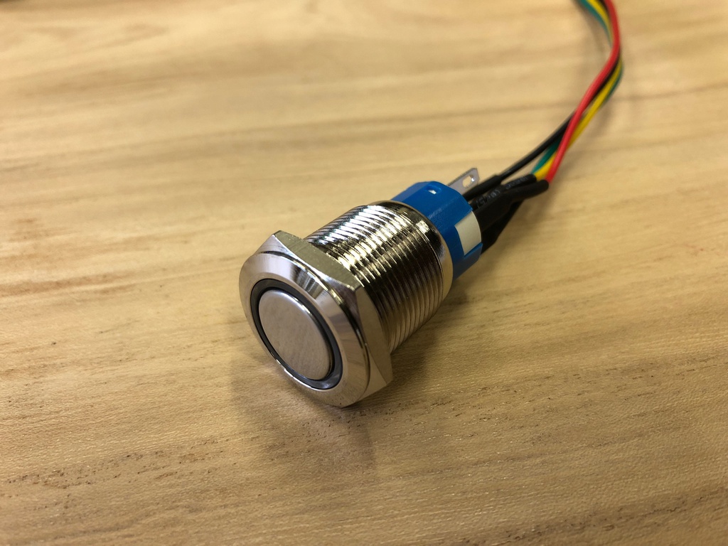 Steel Pushbutton with lightring - with External Cable - 19mmØ Thread