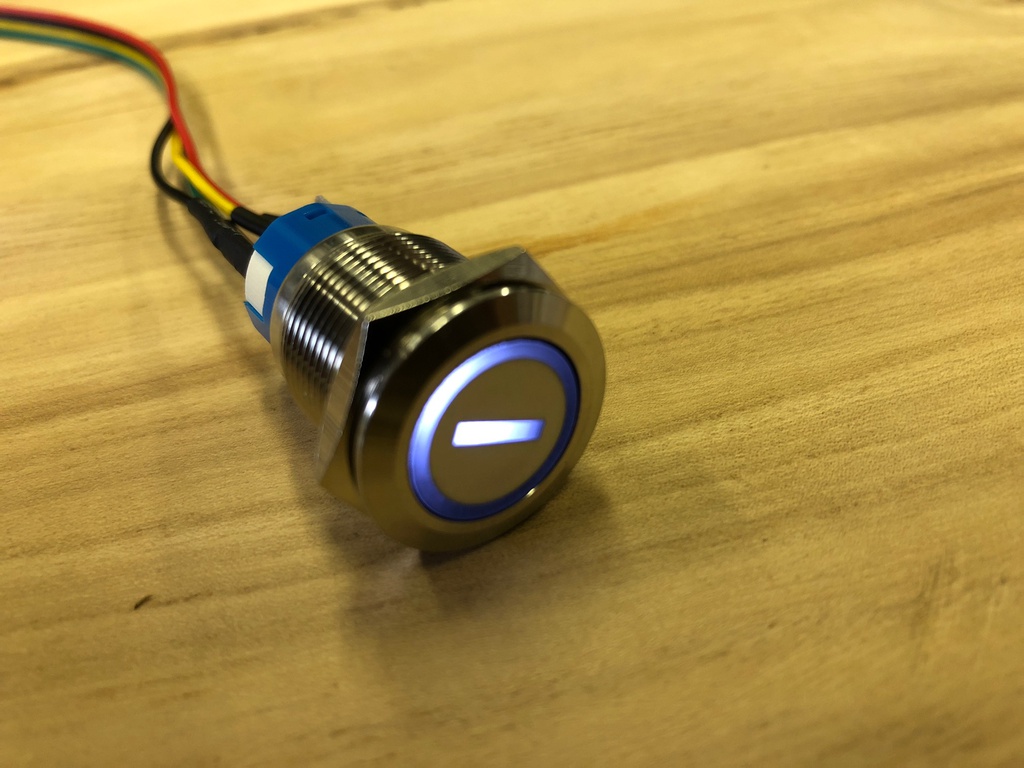 Steel Pushbutton with lightring - with External Cable - 16mmØ Thread