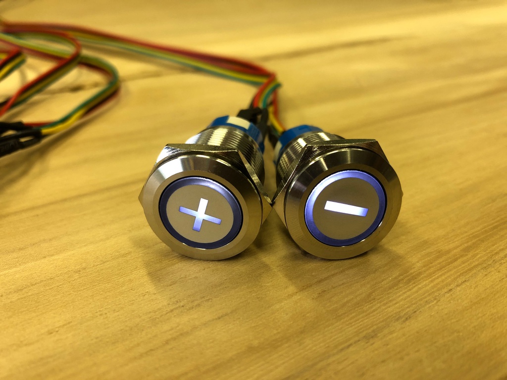 Steel Pushbutton with lightring - with External Cable - 16mmØ Thread