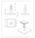 Pin for PCB Mounting - Lock-In support with Adhesive base, Plastic.