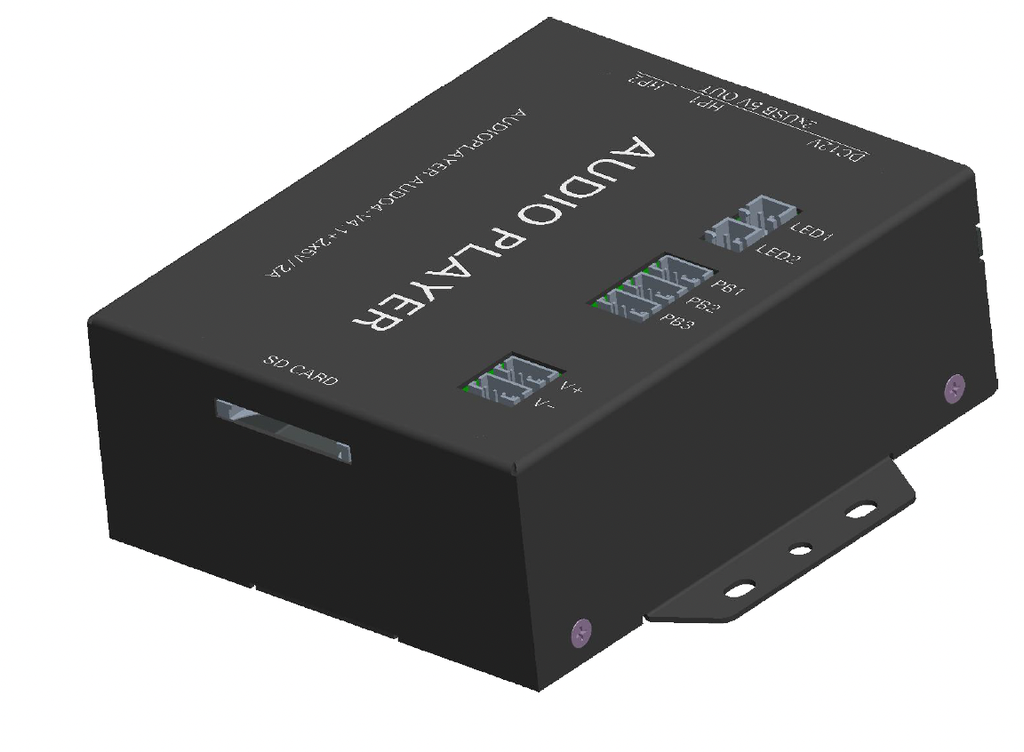 AudioPlayer AUD04 with 2x AUX + 2x LED out + 6x Pushbutton