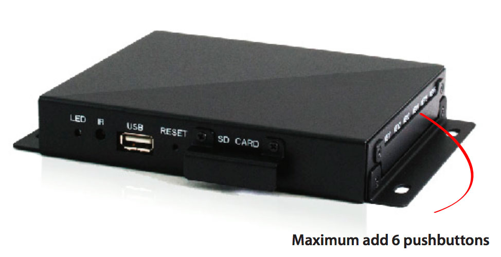 Full HD Mediaplayer for Looping Video or Interactive external Pushbutton function (6x) - AutoStart-Play-Loop