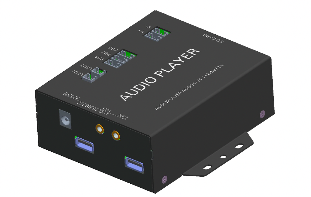 AudioPlayer AUD04 with 2x AUX + 2x LED out + 6x Pushbutton