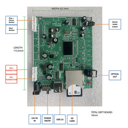 [AC-AUD-OPTICAL-1OUT] AudioBoard with Multi Digital Output (1) plus external PressButtons - optional connection LED strips - Input Mobile device 